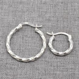 Hoop Earrings 2 Pairs 925 Sterling Silver Twist Tube Style Eurowire Earring For Jewellery Findings 15mm 25mm