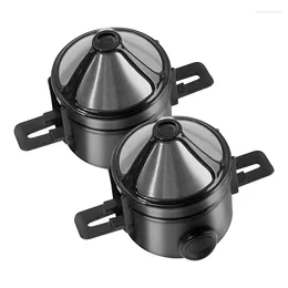 Coffee Philtres 2Pcs Foldable Philtre Stainless Steel Drip Tea Holder Reusable Paperless Pour Over Dripper