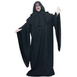 Halloween Evil Wizard Costume Long Hooded Robe Cloak Missionary Friar Priest Cosplay Costumes For Men Adult