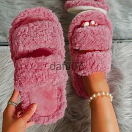 Slippers Winter Home Slippers Women Warm Fur Slippers Women Fuzzy Soft Cosy Indoor House Cotton Shoes Green Pink Khaki 2023 New Korean x1011