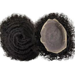 12mm Wave Toupee #1 Jet Black Indian Virgin Human Hair Replacement 8x10 Toupee Full Lace Unit for Black Men