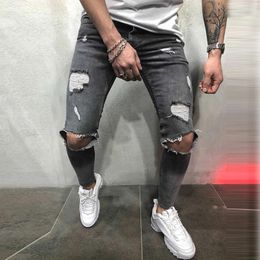 Men's Jeans Sexy Hole Plus Size Zipper Vintage Skinny Stretch Casual Denim Pants Male Hip Hop Trousers Pencil Men