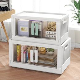 Storage Boxes Bins Foldable Box Stackable Sundries Organiser with Wheels Home Large Capacity books Snack Toy Bin Closet 231011