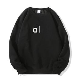 Outfit Yoga AL Perfectly Women Oversized Sweatshirts Sweater Loose Long Sleeve Crop Top Fitness Workout Crew Neck Blouse Gym AL On the right is a round letter AL0 a1o