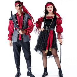 Men Pirates Cosplays Costumes Top Pants Suit Carnival Stage Show Outfits Halloween Game Role Pirate Cosplay Fancy Party Dresses