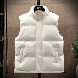 Men's Vests 2023 Men Vest Jacket Autumn Winter Big Size Sleeveless Solid Color White Puffer Streetwear Fashion 231011
