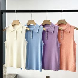 Women's Vests Naizaiga 85% wool 10% silk 5% cashmere POLO-collar pink white blue purple Slim Women pullovers vest sweater NY37 231011