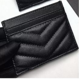 2022 new fashion Card Holders woman mini wallet Designer pure color genuine leather Pebble texture luxury Black wallet with box252g