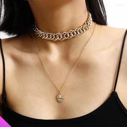 Pendant Necklaces Lion Pendants Double Layer Necklace Clavicle Chain Alloy Girl Classic Jewelry Souvenir Gift