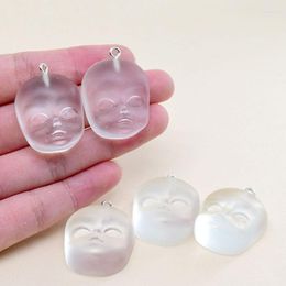 Charms 6pcs Frosted Clear Baby Face Resin Halloween Graffiti Base Earring Keychain Pendant Accessory Diy Cute Jewelry Make