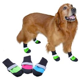 Pet Protective Shoes 4pcs/set Waterproof Pet Dog Shoes Ultra-Wear Oxford Large Dog Boots Non-slip Protective Rain Boots for big dogs 231011