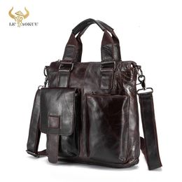 Briefcases Men Genuine Leather Casual Maletas Business Briefcase 12" Laptop Case Attache Portfolio Tote Bag Maletin Messenger b259dc 231010