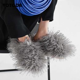 Slippers Women Mongolian Wool Fur Slippers Winter Fluffy Warm Plush Slides Furry Faux Wool Slipper Antislip Home Flat Soft Cotton Shoes x1011