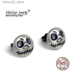 Other Fashion Accessories HelloLook % 925 Sterling Silver Pumpkin Skull Stud Earrings Punk Street Halloween Clown Earring Ear Studs Jewelry Q231011