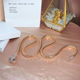 Golden snake Necklace Top Brand Pure Jewellery For Women Snake Pendants Thick Necklace Fine Custom luxurious animal Bracelet waistba333V