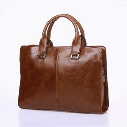 Briefcases Business High Quality Men Briefcase Large Capacity Shoulder Bag Husband Laptop For 14-inch Retro Men's Handbag Messenger