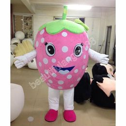 2024 Halloween pink Strawberry Mascot Costumes Simulation Top Quality Cartoon Theme Character Carnival Unisex Adults Outfit Christmas Party Outfit Suit
