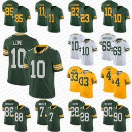 10 Love 33 Aaron Jones Football Jersey Christian Watson Jaire Alexander AJ Dillon David Bakhtiari Lukas Van Ness Jayden Reed Luke Musgrave Romeo Doubs Brett Favre