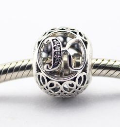 Vintage Letter K Clear CZ Silver Beads Fits Bracelets Authentic Sterling-Silver Bead DIY Charm Wholesale Charms LE015-K6877871