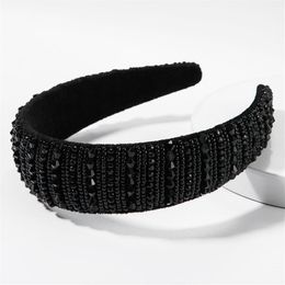 Rhinestone Girls Black Hairbands Full Diamond Headbands For Women Girls Solid Colour Hair Hoop Women Hair Accessories343A