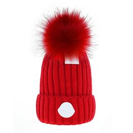 Autumn and winter MONCLiR Men women knit hat classic designer Beanie Cap men's rabbit fur thermal beanie hat 18 Colours are available C-5