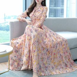 Casual Dresses 2023 Spring And Summer Fashion Trend Simple V-neck Lace Up Waist Covering Belly Vacation Long Fragmented Flower Dress