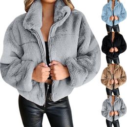 Women's Jackets Winter Coats For Women Fuzzy Fleece Jacket Zipper Hooded Colour Block Patchwork Cardigan Outerwear With Pocket Lapel