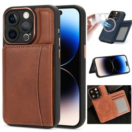 multi-function card slot bag stand magnetic phone case for iphone 15 14 13 Plus iphone 12 11 PRO MAX iphone15 back cover phone cases