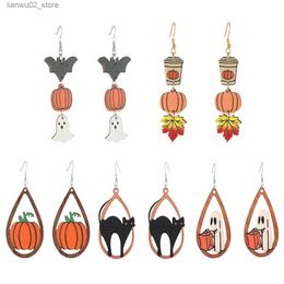 Other Fashion Accessories 5PCS Halloween Earrings for Women Girls Cute Ghost Pumpkin Dangle Earrings for Halloween Party Wood Earrings Set Jewellery Gift Q231011