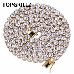 Hip Hop All Iced Out Necklace 1 Row Micro Pave CZ Stones Tennis Chain Necklaces For Men & Women 20 24 30 278a
