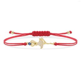 Charm Bracelets Cubic Zirconia Crystal Gold-plated Brass Ballerina Girl Bracelet Women Pretty Cute Trendy Ballet Dancer Red String Jewellery