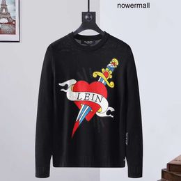 long-sleeved leather round Plein metal letters embroidered Philipps Plan European fashion trend pp neck pullover ppM105 sweater men's NGA1