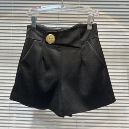 Women's Shorts BORVEMAYS Solid Color Temperament Loose Women High Waist Metal Button Autumn All-match Pants WZ5980