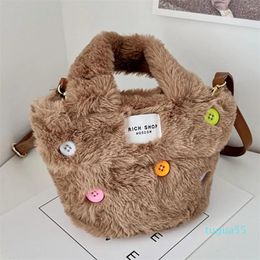 Shoulder Bags Cute Plush Single Bag Crossbody Solid Colour Printed Handbag Children School Backpack Kids Gift Toys