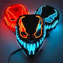 Costume Accessories 1P Scary Halloween Colplay Carnival Light Up Movie Mask Halloween Masquerade Party LED Face Masks for Adult Mask Glowing in DarkL231011