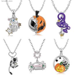 Other Fashion Accessories JIUHAO 925 Sterling Silver Pumpkin Skull Candy Poisonous Mushroom Halloween Gift Pendant Necklace Jewelry Q231011