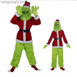 Theme Costume Santa Claus Halloween Green Haired Monster Cosplay Suit Party Come T231011