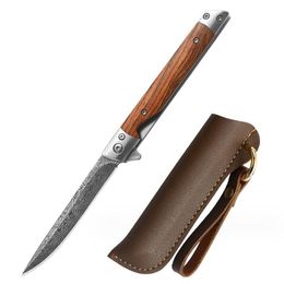 Professional Damascus Knife Laser Steel Blade Outdoor Self Defense Survival Knives with sheath camping Hunting portable pocket EDC Tool