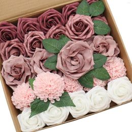 Decorative Flowers D-Seven Artificial Delicate Dusty Rose Combo For DIY Wedding Bouquets Centrepieces Bridal Shower Arch Floral