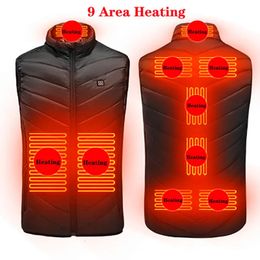 Men's Vests 9 Areas Usb Heated Jacket Men Women Electric Heated Vest Heating Vest Heated Bodywarmer Usb Inner Heat Vest Veste Chauffante 231010