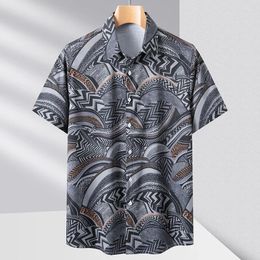 Men's Casual Shirts Arrival Summer Youth Fashion Square Neck Print Short Sleeve Shirt Plus Size L XL 2XL 3XL 4XL 5XL 6XL