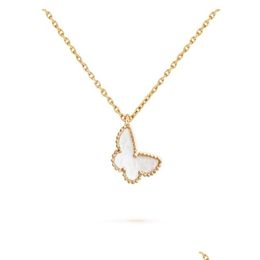 Pendant Necklaces 18K Gold Crystal Diamond Butterfly Pendant Necklace French Luxury Brand V Classic Fashion Designer For Women Mens Je Dhyrl