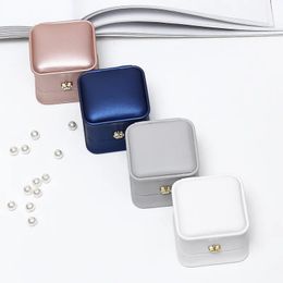 Jewellery Boxes 1Pcs Fashion ring Jewellery box 5 8x5 8x4 5cm rose gold navy blue green white Pu crown buckle wedding gift 231011