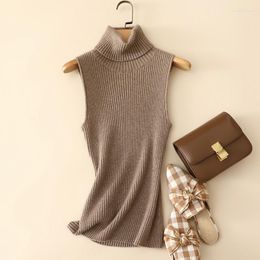 Women's Sweaters Masigoch Winter Ribbed Knit Softness Cashmere Slim Turtleneck Sweater Vest