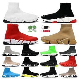 Socks Shoes Designer Shoes Mens Shoes Thick Platform Sneaker Speed 2.0 Knit Boots Luxurys Black White Women Trainers Outdoor Runner Trainer Socks Boot with box