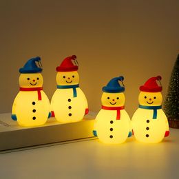 Children's Handheld New Little Night Light LED Glowing Snowman Pendant Decoration Props Christmas Decorations Decoration Gift Box Package Complimentary Battery