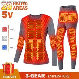 Men's Thermal Underwear Women Heated Underwear Winter Thermal Heated Jacket USB Electric Heating Clothing Men's Ski Suit Moto Autumn Thermal UnderwearL231011
