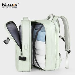 School Bags Extendible Travel Backpack Unisex Laptop Bag Women Large Luggage Bags Men's Students Business Trip USB Charge Mochila XA299C 231011