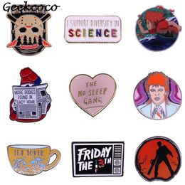 20pcs lot J1610 Geekcoco Cartoon Horror Punk Brooch Enamel Lapel Pin Fashion Cup Button Badge Jewellery for Lover Gift Collection225R