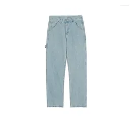 Men's Jeans Simple Braid Decorative Straight Pants Men Women High Street Wash Multiple Sizes